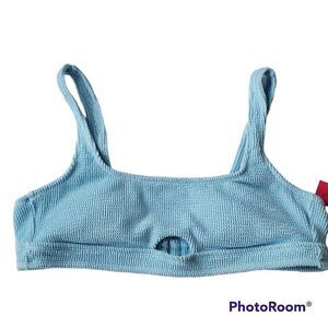 Xhileration light blue ribbed bikini top xl